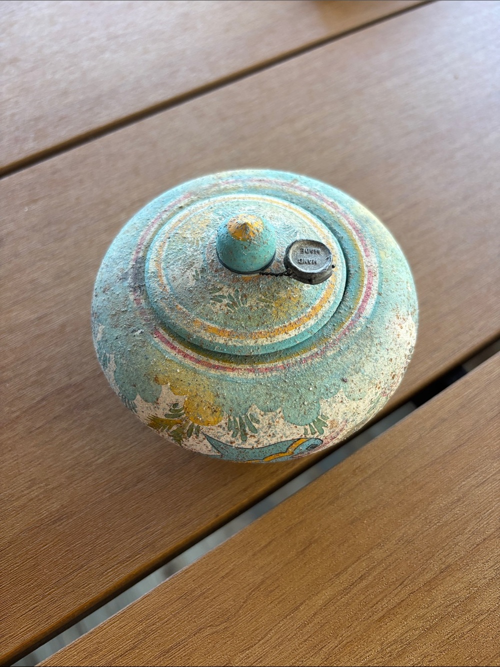 Decorative Turquoise Ceramic Lidded pottery Jar by Unknown Brand